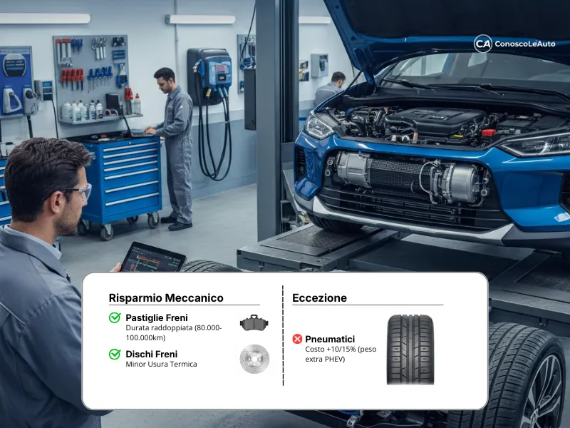 Grafica che mostra il paragone tra auto termica e ibrida nei costi di gestione