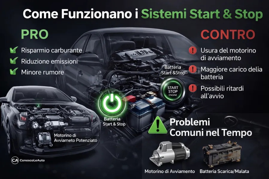 pro e contro del sistema start and stop batteria 
