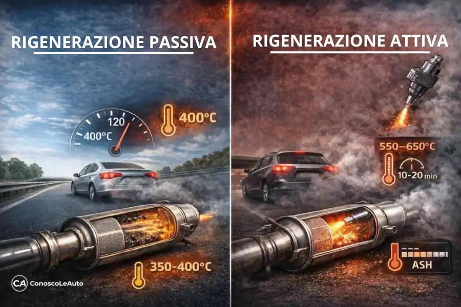 Grafica che illustra le differenze tra rigenerazione attiva e passiva, problemi fap 2026