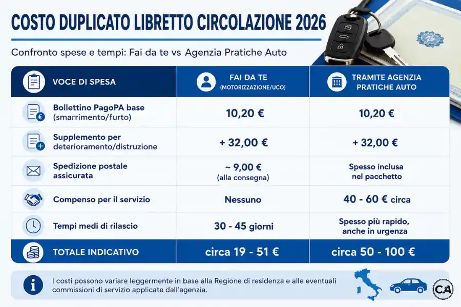Infoanagrafica costo duplicato libretto circolazione