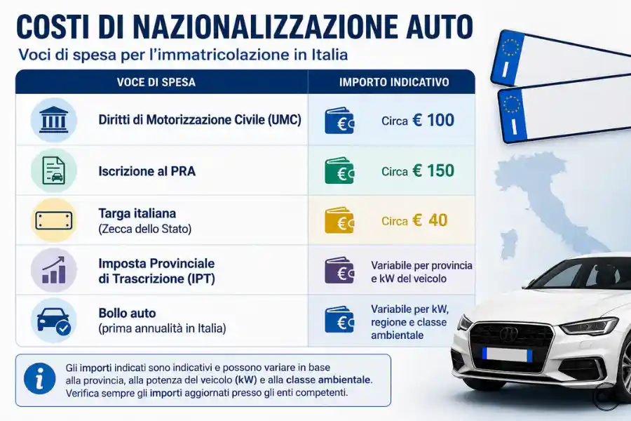 Infoanagrafica costo importazione auto germania 2026