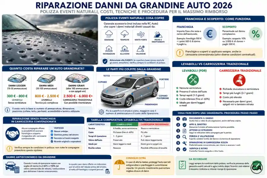 Infoanagrafica risarcimento danni grandine auto 2026