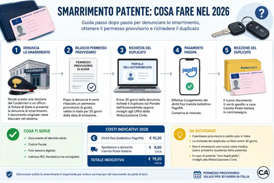 Infoanagrafica duplicato patente smarrita costo