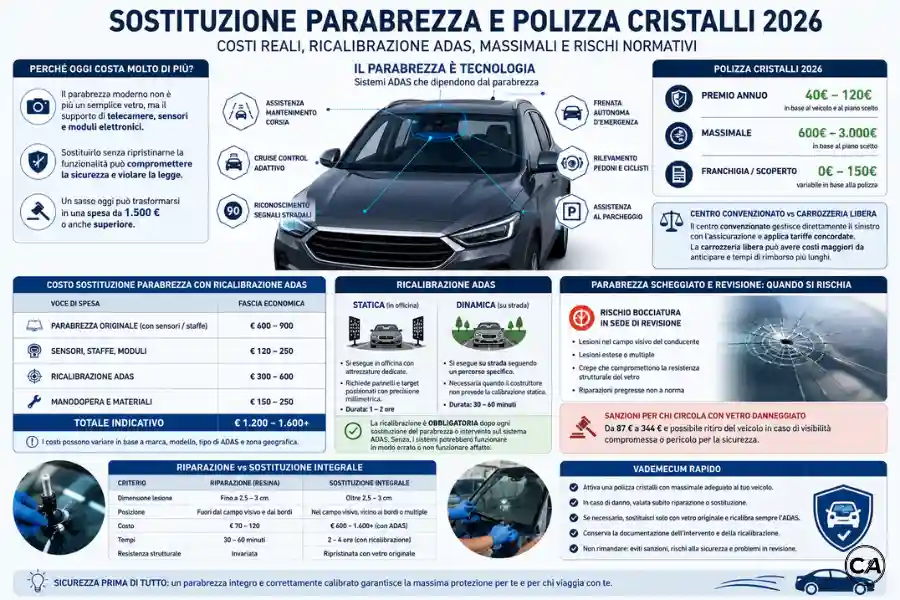 Infoanagrafica sostituzione parabrezza 2026
