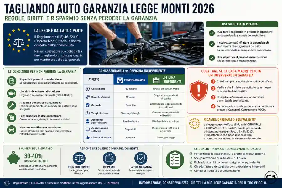 Infoanagrafica Tagliando Auto Garanzia Legge Monti 2026