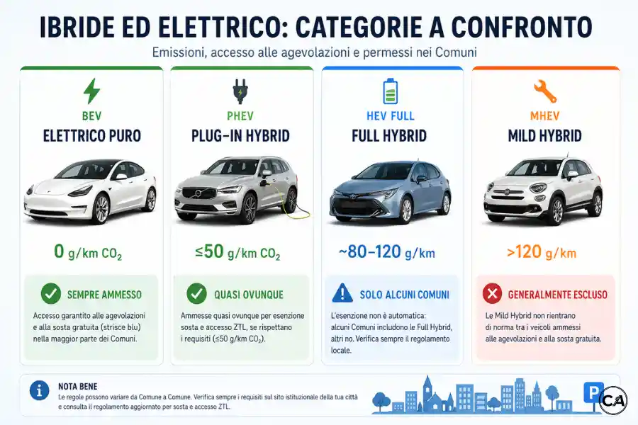 Infoanagrafica esenzione strisce blu auto ibride