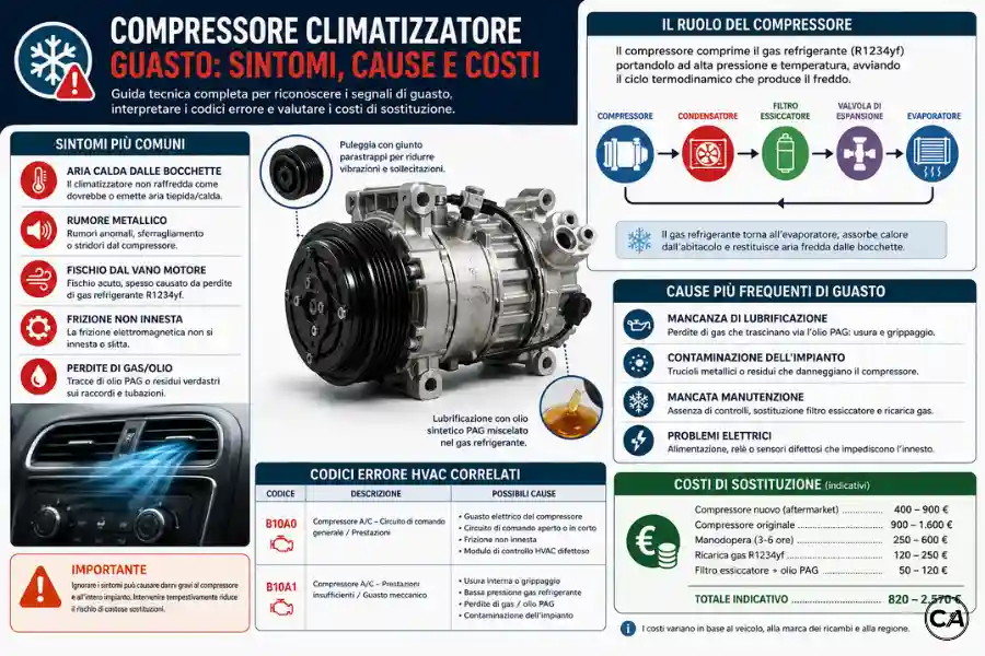 Infoanagrafica compressore climatizzatore guasto sintomi