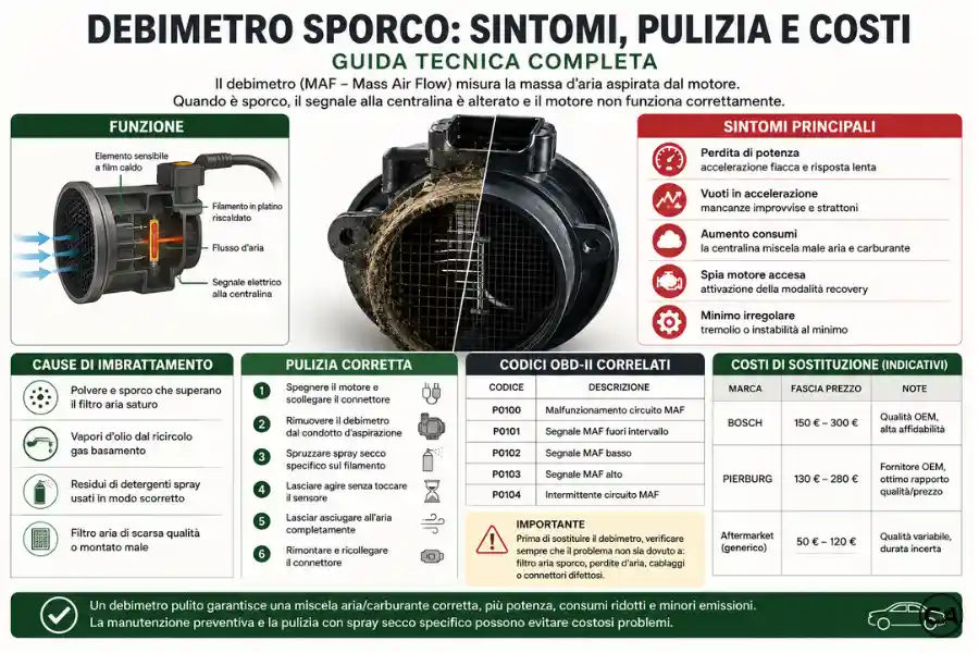 Infoanagrafica Debimetro Sporco Sintomi