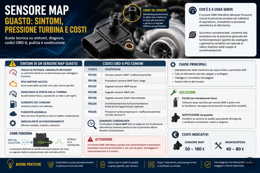 Infoanagrafica Sensore MAP Guasto Sintomi