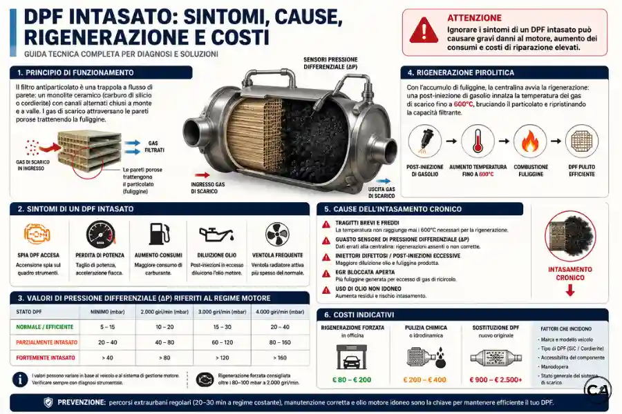Infoanagrafica Filtro Antiparticolato DPF Intasato Sintomi