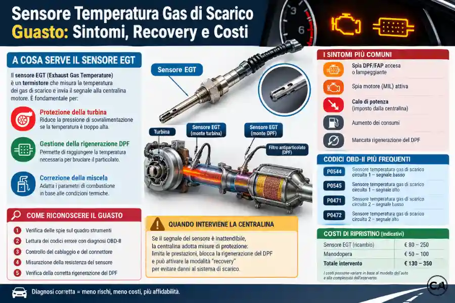 Infoanagrafica Sensore Temperatura Gas di Scarico Guasto