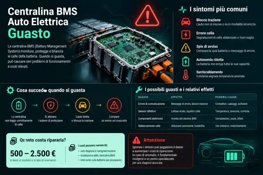 Infoanagrafica Centralina BMS Auto Elettrica Guasto Sintomi