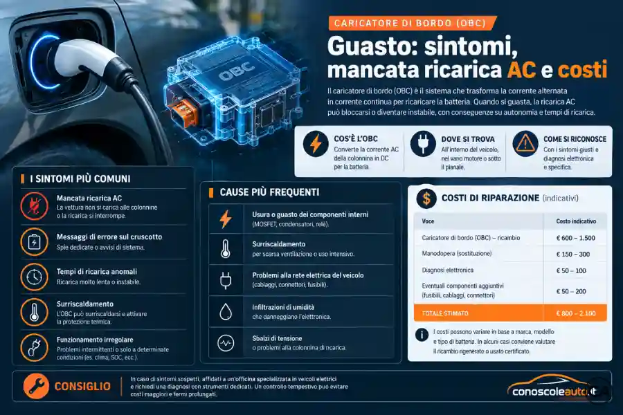 Infoanagrafica Caricatore di Bordo OBC Guasto Sintomi
