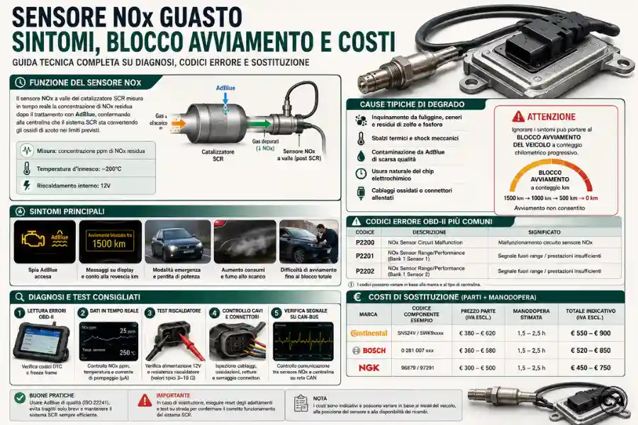 Infoanagrafica Sensore NOx Guasto Sintomi