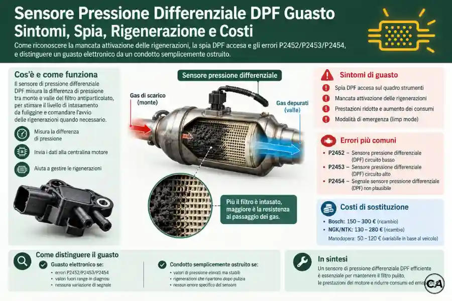Infoanagrafica Sensore Pressione Differenziale DPF Guasto