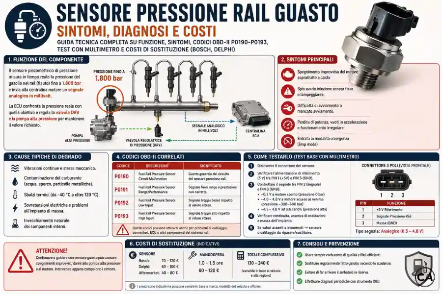 Infoanagrafica Sensore Pressione Rail Guasto Sintomi
