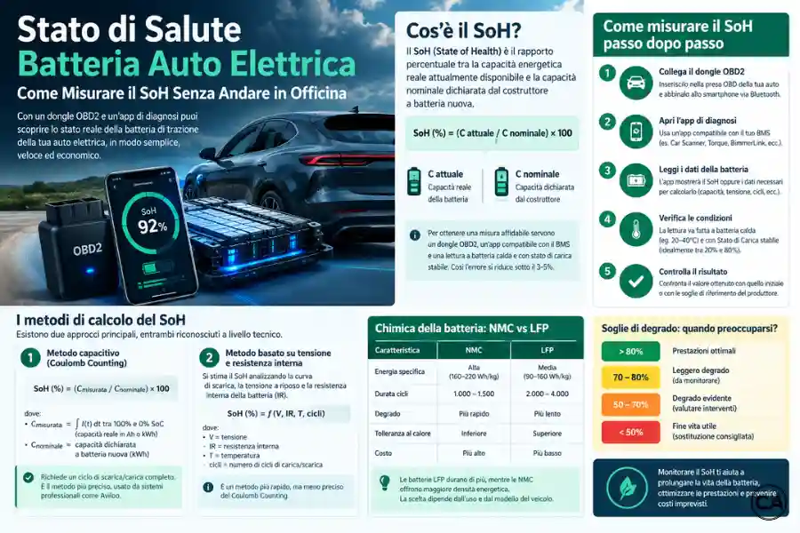 Infoanagrafica stato di salute batteria auto elettrica