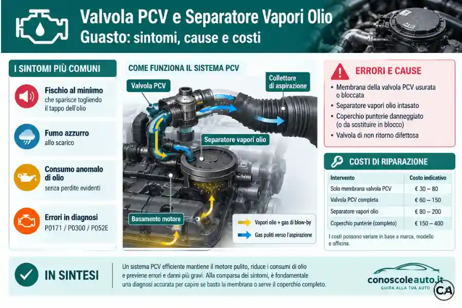 Infoanagrafica Valvola PCV Separatore Vapori Olio Guasta Sintomi