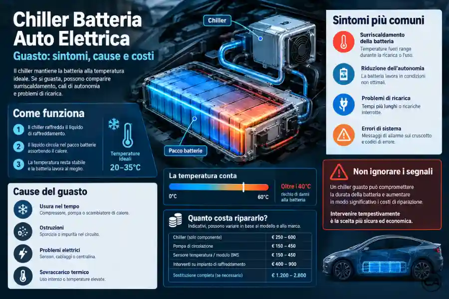 Infografica Chiller Batteria Auto Elettrica Guasto Sintomi