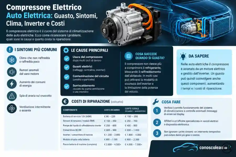 Infografica Compressore Elettrico Auto Elettrica Guasto